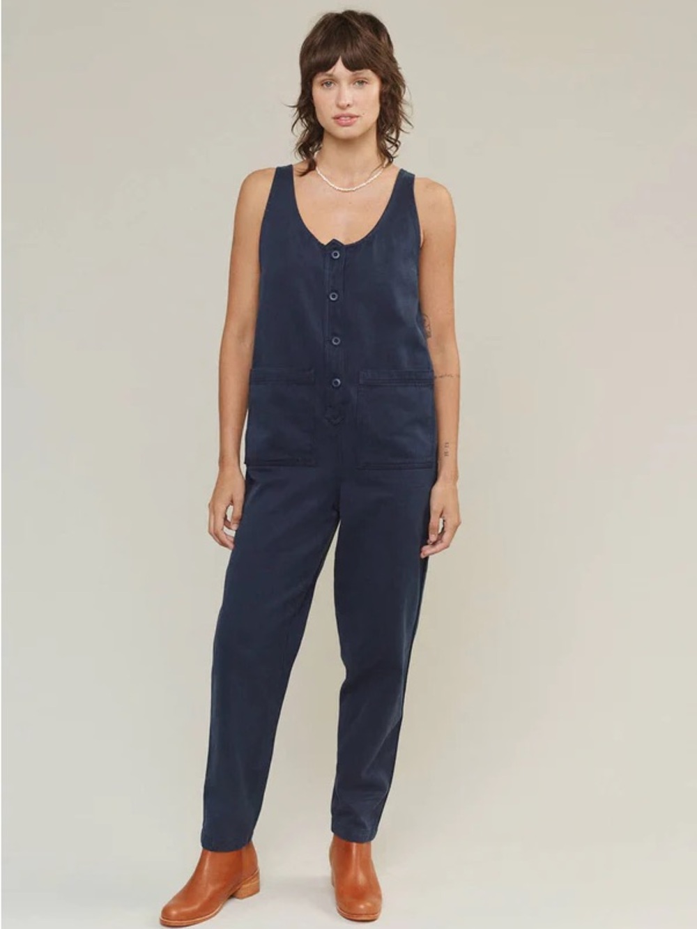 Jungmaven Button Front Jumper - Navy - S